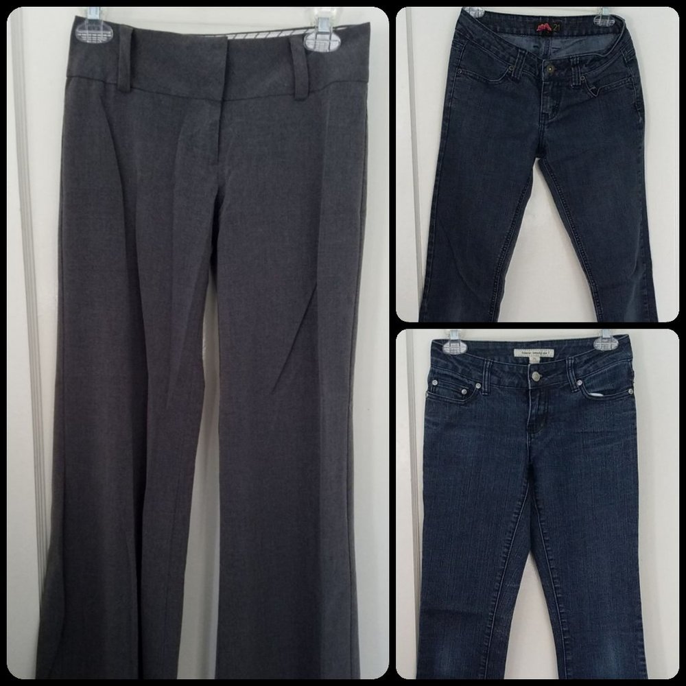 Forever 21 Sz 25/26 Blue Jeans+Gray Dress Pant LOT